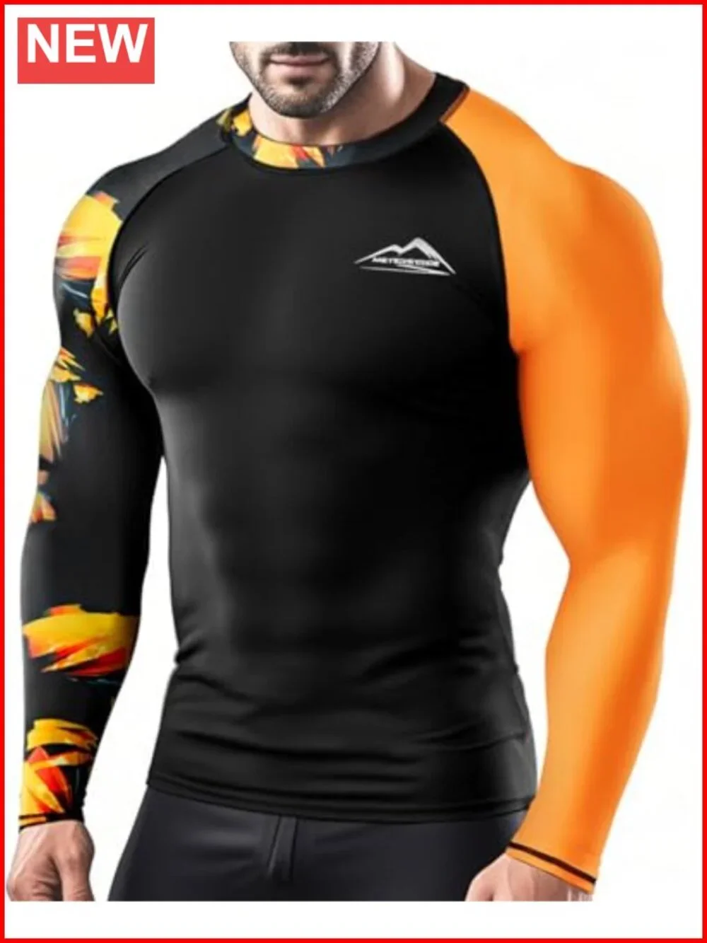Men's UPF 50+ Long Sleeve Rash Guard Compression Athletic Shirt Quick Dry